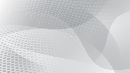 Abstract background of curved lines, curves and halftone dots in white and gray colorsのイラスト素材