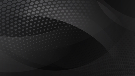 Abstract background of curved lines, curves and halftone dots in black and gray colorsのイラスト素材