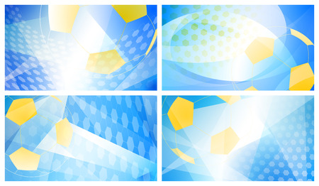 Set of four football or soccer abstract backgrounds with big ball in national colors of Swedenのイラスト素材