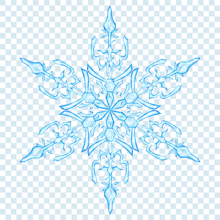 Big translucent Christmas snowflake in light blue colors on transparent background. Transparency only in vector formatのイラスト素材