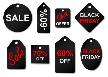 Set of sale labels and tags in black colorsのイラスト素材