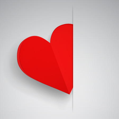 Big red heart inserted into a cutout in a sheet of white paperのイラスト素材