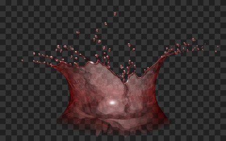 Translucent water crown with drops. Splash in red colors, isolated on transparent backdrop.のイラスト素材