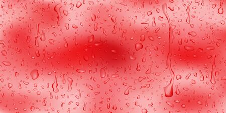 Background with drops and streaks of water in red colors, flowing down the surfaceのイラスト素材