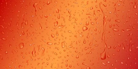 Background with drops and streaks of water in red and orange colors, flowing down the surfaceのイラスト素材