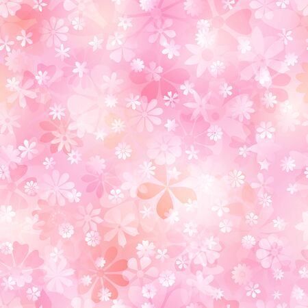 Spring seamless pattern of various flowers in pink and peach colorsのイラスト素材