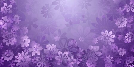 Spring background of various flowers in purple colorsのイラスト素材