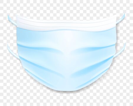 Medical disposable mask with shadow, isolated on transparent background. Virus protectionのイラスト素材