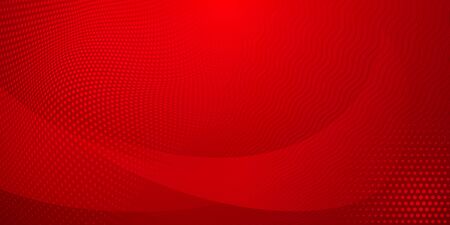 Abstract background made of halftone dots and curved lines in red colorsのイラスト素材