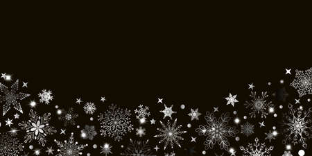 Christmas background with various complex big and small snowflakes, white and gray on whiteのイラスト素材