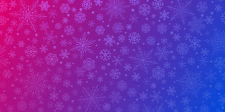 Christmas background of various complex big and small snowflakes, in purple and blue colorsのイラスト素材