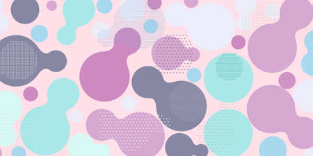 Abstract meta ball background in beige, light blue and pink colors