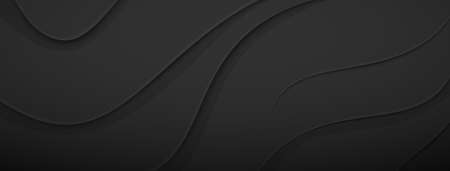 Abstract background with relief wavy surface in black and gray colors
