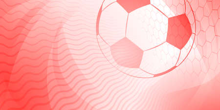 Football or soccer background with big ball in red colorsのイラスト素材