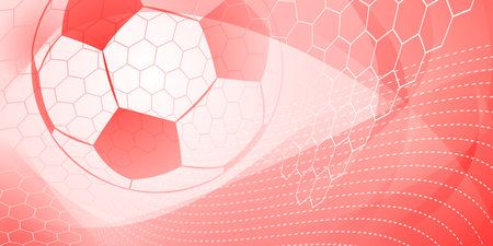 Football or soccer background with big ball in red colorsのイラスト素材