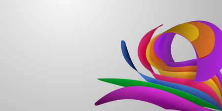 Abstract background of curved volumetric surfaces in various colors