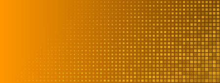 Abstract halftone background made of small square dots of different sizes in orange colorsのイラスト素材