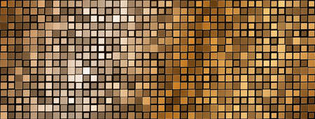 Abstract mosaic background of shiny mirrored square tiles in golden colorsのイラスト素材
