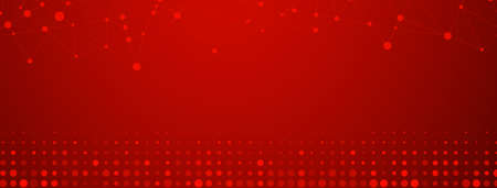 Abstract background in red colors made of big and small dots connected by straight linesのイラスト素材
