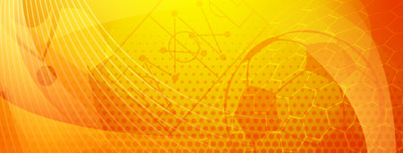 Abstract background on a football theme with big ball and other soccer symbols in national colors of Spainのイラスト素材