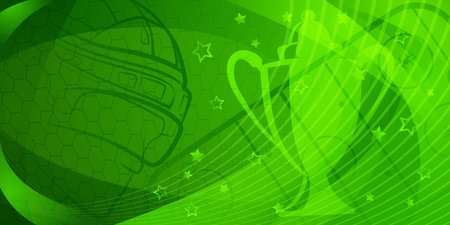 Abstract background in green colors with different hockey symbols such as puck, helmet, ice rink, cupのイラスト素材