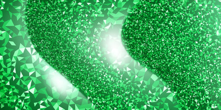 Abstract mosaic shiny background of small sparkling triangles and glares in green colorsのイラスト素材