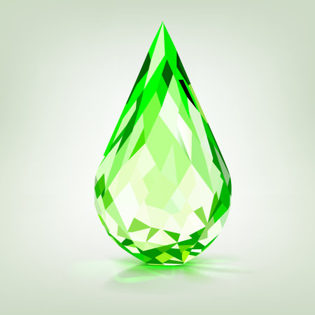 One big crystal drop in green color with glares and shadowのイラスト素材