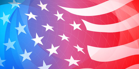 USA independence day abstract background with elements of the american flag in red and blue colorsのイラスト素材