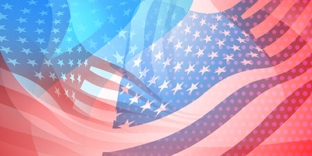 USA independence day abstract background with elements of the american flag in red and blue colorsのイラスト素材