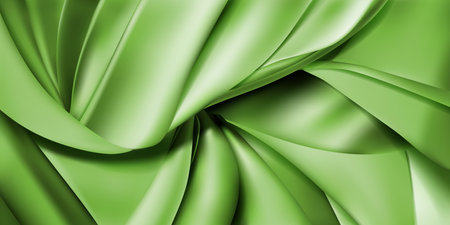 Background of green pieces of fabric, leather or silk ribbons. Cloth with folds.のイラスト素材