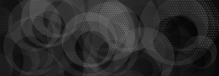 Abstract background of translucent round shapes and dots in black colorsのイラスト素材