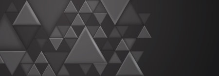 Abstract background with large and small triangular shapes in black and gray colorsのイラスト素材