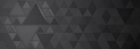 Abstract background with pattern of small triangles and several large triangular shapes in black and...