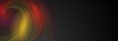 Abstract illustration with colored spirograph figures in the form of concentric spirals on a dark backgroundのイラスト素材