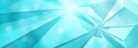 A vibrant light blue abstract vector illustration featuring geometric shapes and dynamic light effects, creating a modern and eye-catching design.のイラスト素材