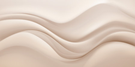 Smooth, flowing curves in a minimalist beige abstract background, creating a calming atmosphere.のイラスト素材