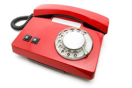 Red phone with a disk.の写真素材