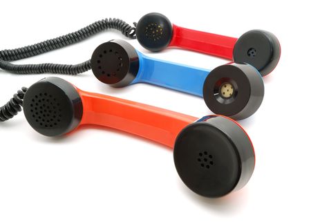 Multi-coloured telephone tubesの写真素材