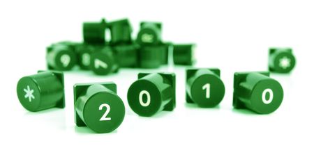 2010 - white number on green buttons. の写真素材