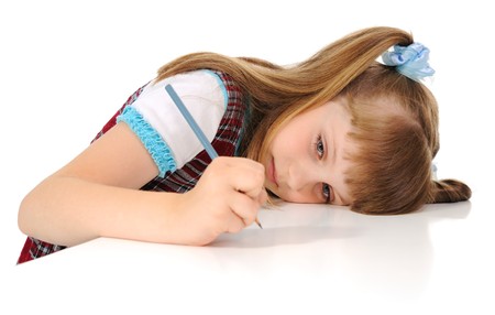 Young girl drawing a picture.の写真素材
