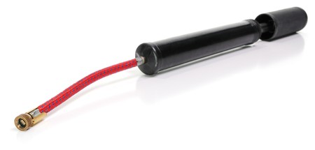 The black plastic bicycle pump isolated on whiteの写真素材