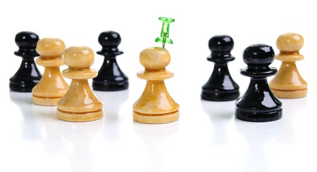 Group of white and black pawns. の写真素材