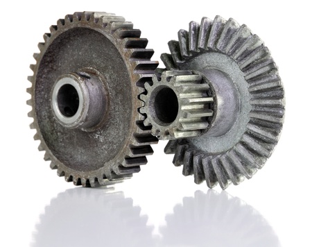Gears connecting on white background. 