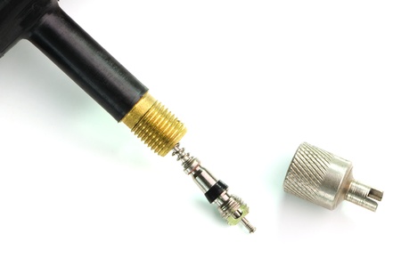 Tire valve isolated on the white backgroundの写真素材