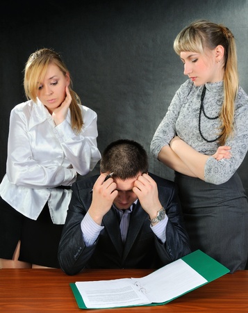 Businessman solutions the problem  On dark background の写真素材