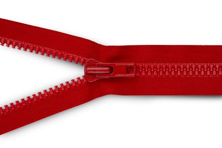 Close-up shot of red zipper openingの写真素材
