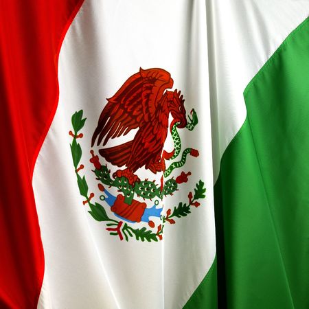 Macro shot of wavy Mexican flagの写真素材