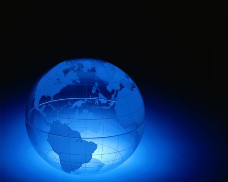 A plexiglas globe showing North and South America , Europe and Africa with space for copyの写真素材