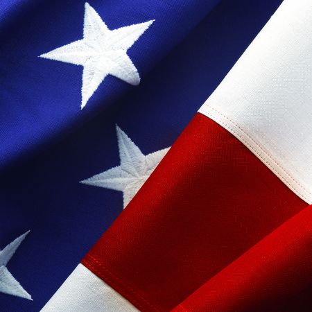 Macro shot of stars and stripes of an american flagの写真素材