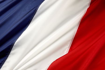 Close up shot of wavy French flagの写真素材